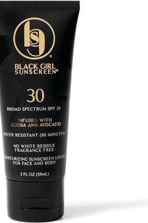 Face & Body Moisturizing Sunscreen Lotion SPF 30, No White-Residue for Melanin Rich Skin (2 Fl Oz)