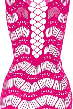 Women Fishnet Lingerie See Through Sleepwear One Piece V-Neck Babydoll Mini Dress One Size