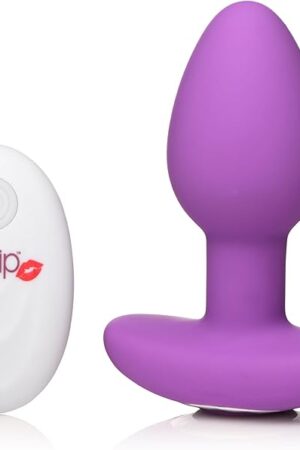 Gossip 10X Pop Rocker Anal Plug Vibrator with Remote Control. Premium Silicone Vibrating Butt Plug Anal Sex Toy for Men, Women and Adult Couples. Purple, Battery for Remote Included