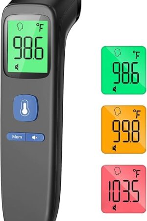 ANMEATE No-Touch Forehead Thermometer for Adults, Infrared Digital Thermometer for Kids, Touchless Baby Thermometer, Accurate Reading with Large Display, Mute Mode, Memory Recall, Fever Alarm