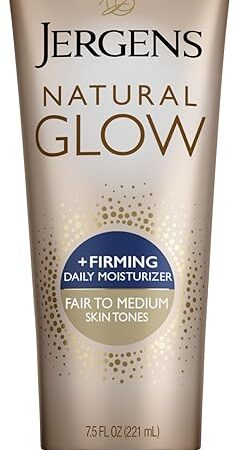 Jergens Natural Glow +Firming Self Tanner Body Lotion, Fair to Medium Skin Tone, Sunless Tanning Moisturizer with Collagen and Elastin Helps to Visibly Reduce Cellulite, 75 Fl Oz