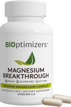 BIOptimizers Magnesium Breakthrough Supplement 40 - 7 Forms Magnesium Glycinate, Malate, Citrate, and More - Natural Support for Sleep and Cognitive Function - 60 Capsules- Calming Vitamins Complex