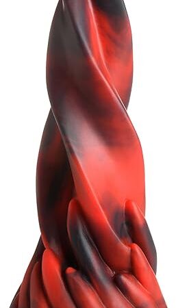 Hell Kiss Twisted Tongues Silicone Dildo for Men, Women, & Couples Strong Suction Base Phthalate-Free Premium Red & Black Silicone Twisted Tongues Dildo 1 Piece, Red