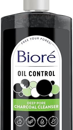 Biore Deep Pore Charcoal Face Wash, Daily Facial Cleanser for Dirt & Makeup Removal, for Oily Skin, 677 Oz