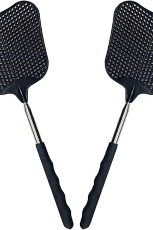 Foxany Telescopic Fly Swatters, Durable Plastic Fly Swatter Heavy Duty Set, Flyswatter with Stainless Steel Handle for Indoor/Outdoor/Classroom (2 Pack)