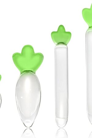 4Pcs Crystal Glass Radish Shaped Anal Butt Plug Set - Smooth Big Butt Plugs Anus Training Kit, Anus G-Spot Masturbation Prostate Massager Adult BDSM Slave Games Sex Toys for Women Men Couples Lovers
