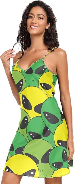 Fun Cool Women Sleepwear Midi Slips Dress Nightgown Summer Outfit
