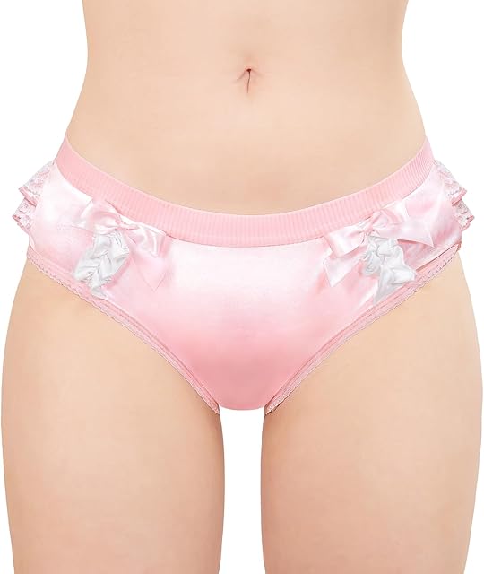 Women's Ladies Soft Underwear Comfortable Hipster Briefs Pretty Satin Over Ruffled Lace Bow Panties
