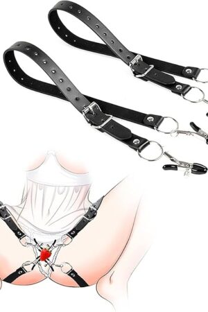 Clitoral Nipple Cliplabia Spreader Clamps Sex Adjustable BDSM Restraints Clamps for Sex Pleasure Women SM Adult Sex Clamps Couple Flirting Toy Black