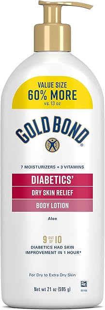 Gold Bond Diabetics' Dry Skin Relief Body Lotion With Vitamin E & Aloe To Soothe & Moisturize Dry, Flaky & Rough Skin, Value Size, 21 oz
