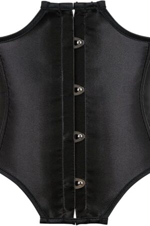 Women's Black Corset Top Satin Underbust Boned Waist Belt Lace Up Sexy Lingerie Cincher Shapewear