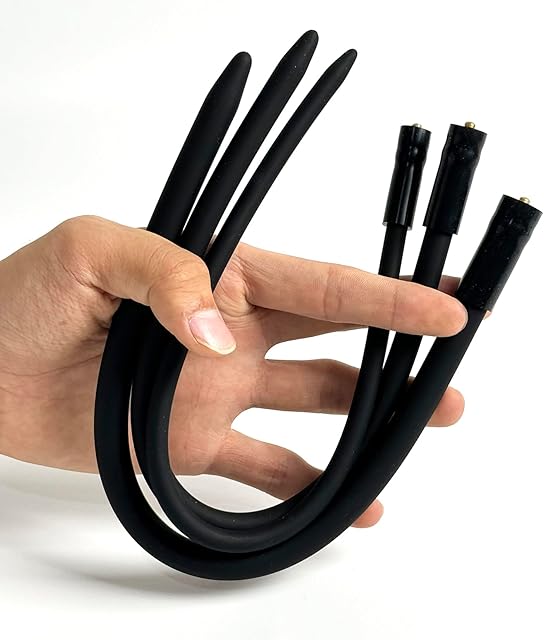 Electric-Shock Urethral Sounds Silicone Catheter Stretching E-stim Penis Plug Dilator SM Sex Toy (3PCS: 7+9+11mm)