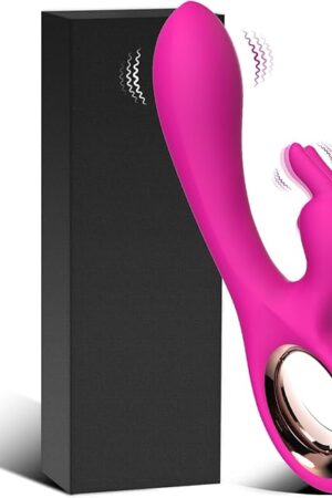 G Spot Vibrator Female Sex Toys - 2 in 1 Soft Vibrating Dildos with 10 Vibrations & Dual Motors Pink Dildo, Waterproof Rabbit Vibrators Adult Sex Toys for Woman or Couple (Rose Red)