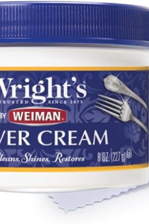 Wright's by Weiman Silver Cleaner and Polish Cream with Polishing Cloth, Ammonia-Free, Gently Clean & Remove Tarnish without Scratching