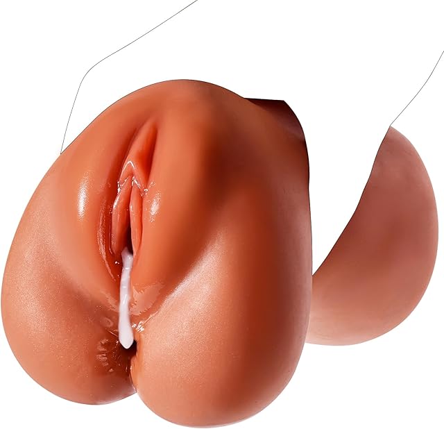 Brown Realistic Pocket Pussy Sex Toys for Men, Male Masturbator Sex Doll Stroker with 3D Deep Loli Girl Textured Vagina & Tight Anus Adult Toys, Portable Fake Pussy Ass Toy for Man Masturbation Orgasm
