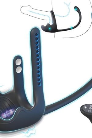 Anal Sex Toy Testicle Taint Stimulator with Adjustable Vibrating Cock Ring, Remote Control Vibrating Anal Butt Plug, Prostate Massager Penis Ring Vibrator for Men, Porinda Couples Male Adult Sex Toys