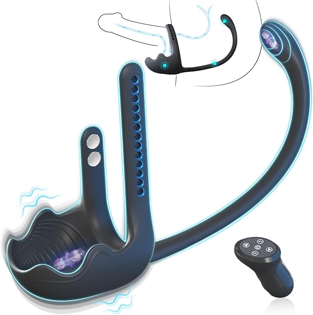 Anal Sex Toy Testicle Taint Stimulator with Adjustable Vibrating Cock Ring, Remote Control Vibrating Anal Butt Plug, Prostate Massager Penis Ring Vibrator for Men, Porinda Couples Male Adult Sex Toys