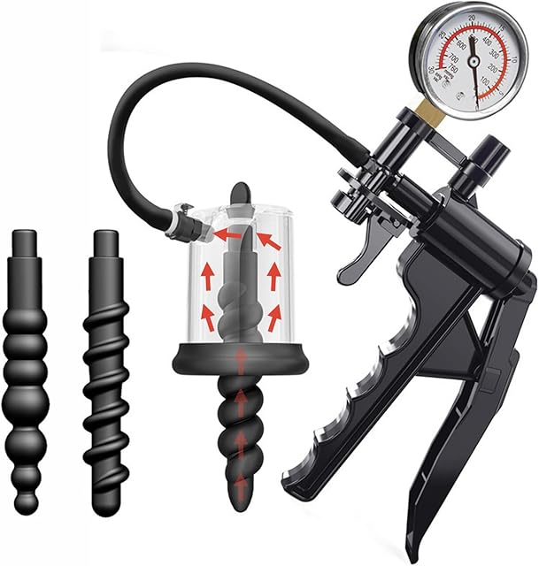 Anal Plug Vacuum Pump Enlarger Butt Plug Rose Bud Twist Drill Valve Suction, Prostate Massager Sex Toys Stimulation with Silicone Plug for Anal Training SM Men Women Adult Couples