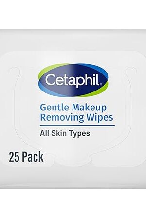 Cetaphil Gentle Makeup Removing Face Wipes, Daily Cleansing Facial Towelettes Gently Remove Makeup, Fragrance and Alcohol Free, 25 Count