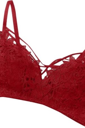 Women's Sexy Floral Lace Bralette Comfy Wireless Padded Breathable Bras Trendy Full Coverage Daily Bra Underwear