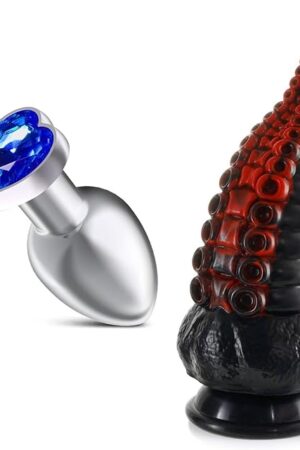 Heart Shaped Anal Butt Plugs + 8.7inch Realistic Tentacle G-spot Dildo