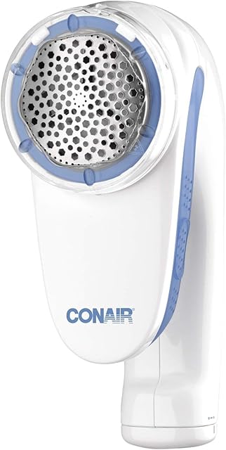 Conair Fabric Shaver and Lint Remover, Battery-Operated Portable Clothes Shaver with 3 Settings, Fuzz Remover for Sweaters, Clothing and Furniture, Large 2-Inch Shaving Head, White