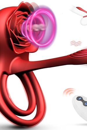 Vibrating Cock Ring Rose Sex Toys for Men, YOLOSEKS 4 in 1 Penis Ring Vibrator with Remote Control, Clitoral Stimulator with 10 Vibration Modes for Women, Couples Vibrator for Adult Sex Toys & Games