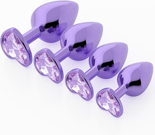 Anal Plug Beginner Set - 4 PCS Jewel Butt Plug Training Kit, Adult Anal Toys for Men, Women & Couples, Unisex Anal Trainer for Beginners to Advanced, P-Spot & Pleasure Enhancer