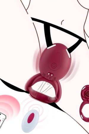 Couples Vibrator Wearable Adult Sex Toy, 3 in 1 Panty Vibrating Cock Ring with 9 Modes, Female Sex Toys Clitoral Stimulator, Rose Sex Toy APP&Remote Control Vibrator for Men Women and Couple