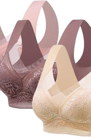 3 Pack Zenchic Bras for Women Push Up Lush Fitting Bra No Underwire Bralette Comfy Sexy Lace Brassiere Full Coverage
