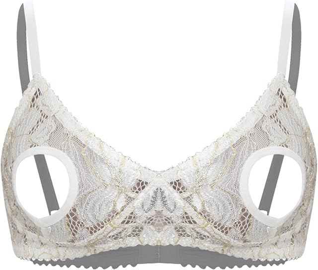 Women's Sexy Lace Hollowing Out Nipples Bra Tops Bare Exposed Breast Lingerie Bralette