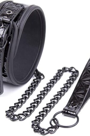 BDSM Sex Bondage Restraints Set - Neck BDSM Kit with Traction Chain Adjustable Collar Bondage Gear Accessories Sex Things for Couples Kinky Sex Toys for Couples