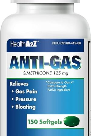 HealthA2Z? Gas Relief Simethicone | 125mg | Relieves from Stomach Discomfort and Gas | Anti Flatulence | Relieves Gas Fast and Bloating (150 Counts (Pack of 1))