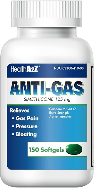 HealthA2Z? Gas Relief Simethicone | 125mg | Relieves from Stomach Discomfort and Gas | Anti Flatulence | Relieves Gas Fast and Bloating (150 Counts (Pack of 1))