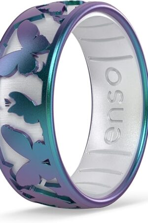 Enso Rings Etched Classic Silicone Rings - Garden Party Collection - Comfortable and Flexible Design