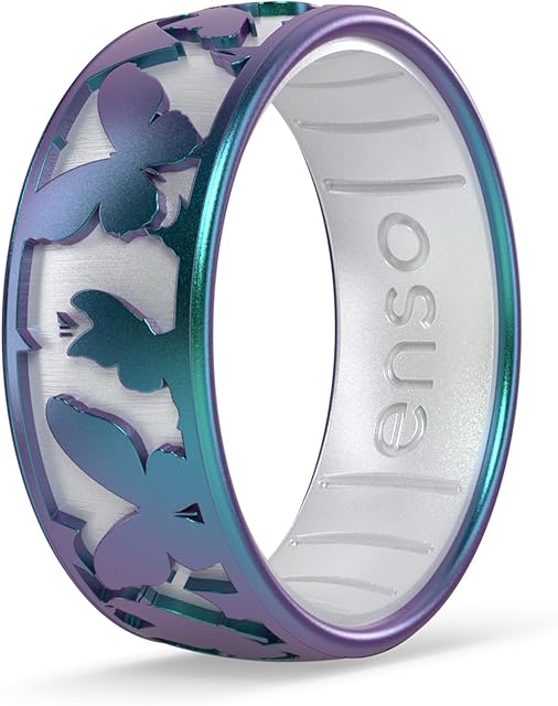 Enso Rings Etched Classic Silicone Rings - Garden Party Collection - Comfortable and Flexible Design