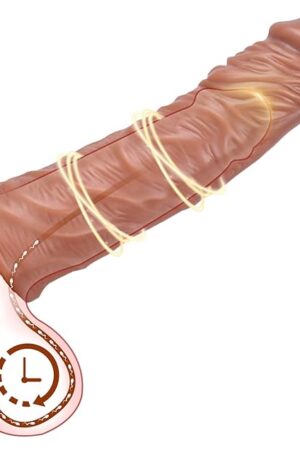 Bigger 8.5inch New Soft Realistic Sleeve Extender Sheath for Men Enhancement Extension Sleeve Soft Brown Sleeve Extender Sheath for Enhancement Extension G5GR