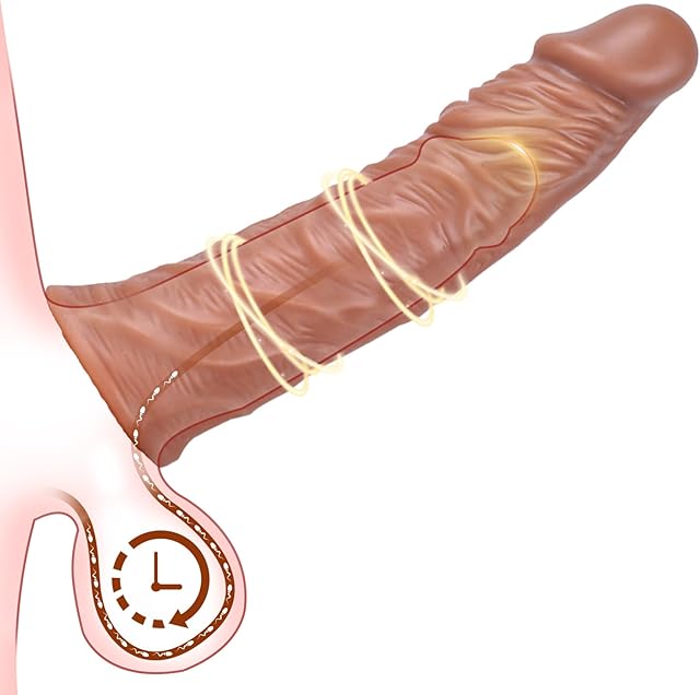 Bigger 8.5inch New Soft Realistic Sleeve Extender Sheath for Men Enhancement Extension Sleeve Soft Brown Sleeve Extender Sheath for Enhancement Extension G5GR
