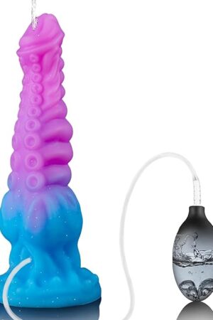 97" Squirting Tentacle Dildo, Fantasy Monster Dragon Dildo with Knot, Soft Silicone Ejaculating Toy with Strong Suction Cup, Adult Pleasure Sex Toy for Women Men