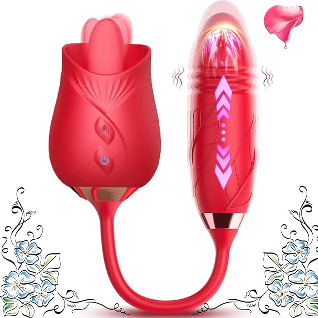 Generic 10 Intense Suction Patterns 10 Continuous Insertion Rose Adult Tool 2024 Women Toys Automatic Electric Adult Toys Machine USB Rechargeable BZ0277, Red