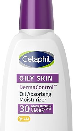 Cetaphil DermaControl Oil Absorbing Moisturizer with SPF 30, For Sensitive, Oily Skin, 4 Fl oz, Absorbs Oil, Reduces Shine, Hydrates, Protects, No Added Fragrance