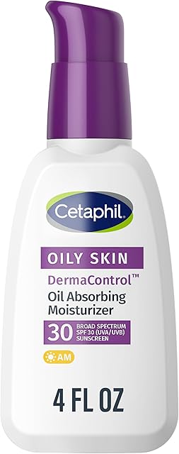 Cetaphil DermaControl Oil Absorbing Moisturizer with SPF 30, For Sensitive, Oily Skin, 4 Fl oz, Absorbs Oil, Reduces Shine, Hydrates, Protects, No Added Fragrance