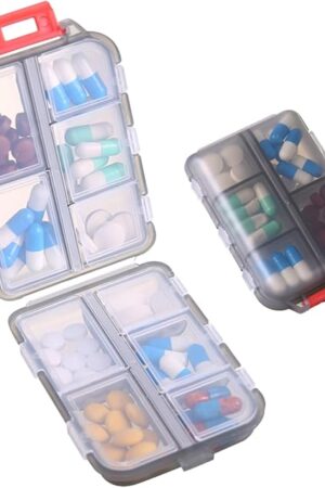 1Pack Travel Pill Organizer - 10 Compartments Pill Case, Compact and Portable Pill Box, Perfect for On-The-Go Storage, Pill Holder for Purse Gray