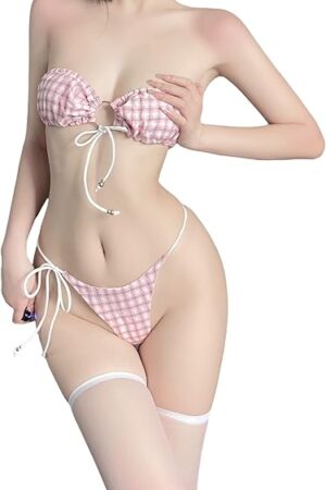 Womens Anime Bra and Panty Set Lolita Kawaii Cosplay Lingerie Sexy Japanese Underwear With Stocking