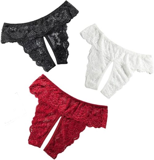 Womens Sexy Thongs Lace Cheeky Panties Low Rise Underwear Plus Size Lingerie Tangas Naughty Briefs