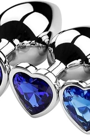 3 Sizes Anal Plug Heart Stainless Crystal Anal Plugs Removable Butt Plug Stimulator Anal Sex Toys Prostate Massager Dildo(AP01-SML-ZX-BL)