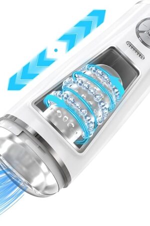 Automatic Male Masturbator, Adult Sex Toy for Men with Built-in Bullet Vibrators, 3 Adjustable Beaded Stroking Strands, 7 Modes and 3 Speeds Settings of Stroking and Vibration, Stroker for Men