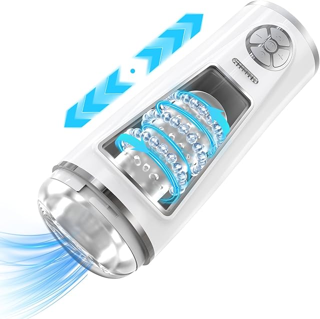 Automatic Male Masturbator, Adult Sex Toy for Men with Built-in Bullet Vibrators, 3 Adjustable Beaded Stroking Strands, 7 Modes and 3 Speeds Settings of Stroking and Vibration, Stroker for Men