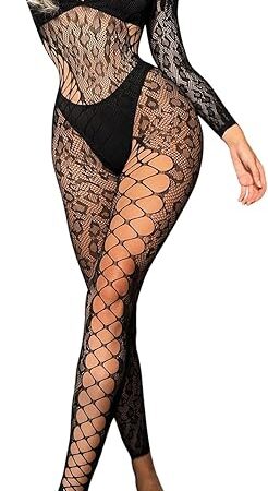 Women's Leopard Fishnet See Through Bodystocking Lingerie Cheetah One Piece Hollow Out Leotard Bodysuit
