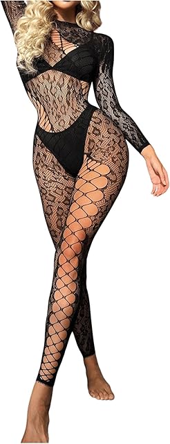 Women's Leopard Fishnet See Through Bodystocking Lingerie Cheetah One Piece Hollow Out Leotard Bodysuit